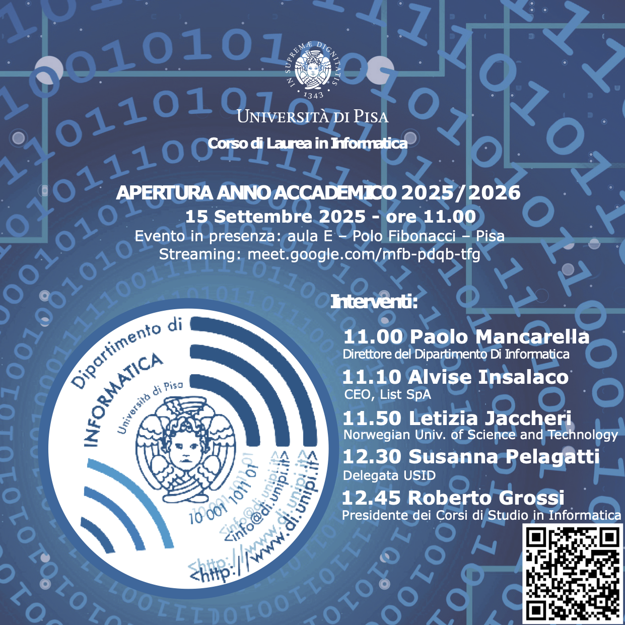 Locandina evento di inaugurazione dell'anno accademico 2025/2026