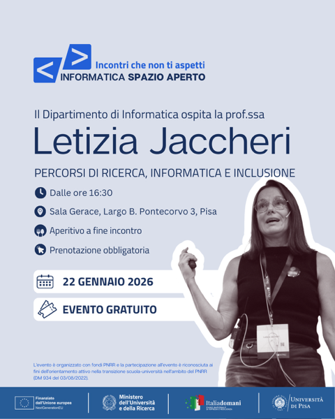 Locandina evento Informatica Spazio Aperto con letizia Jaccheri